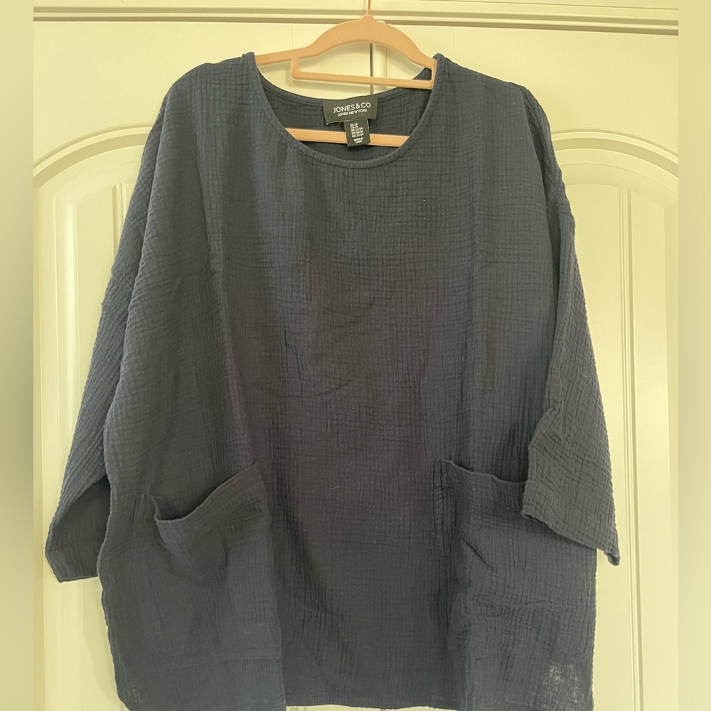 Navy Jones & Co by Jones New York Shirt 2X - Picture 4 of 8